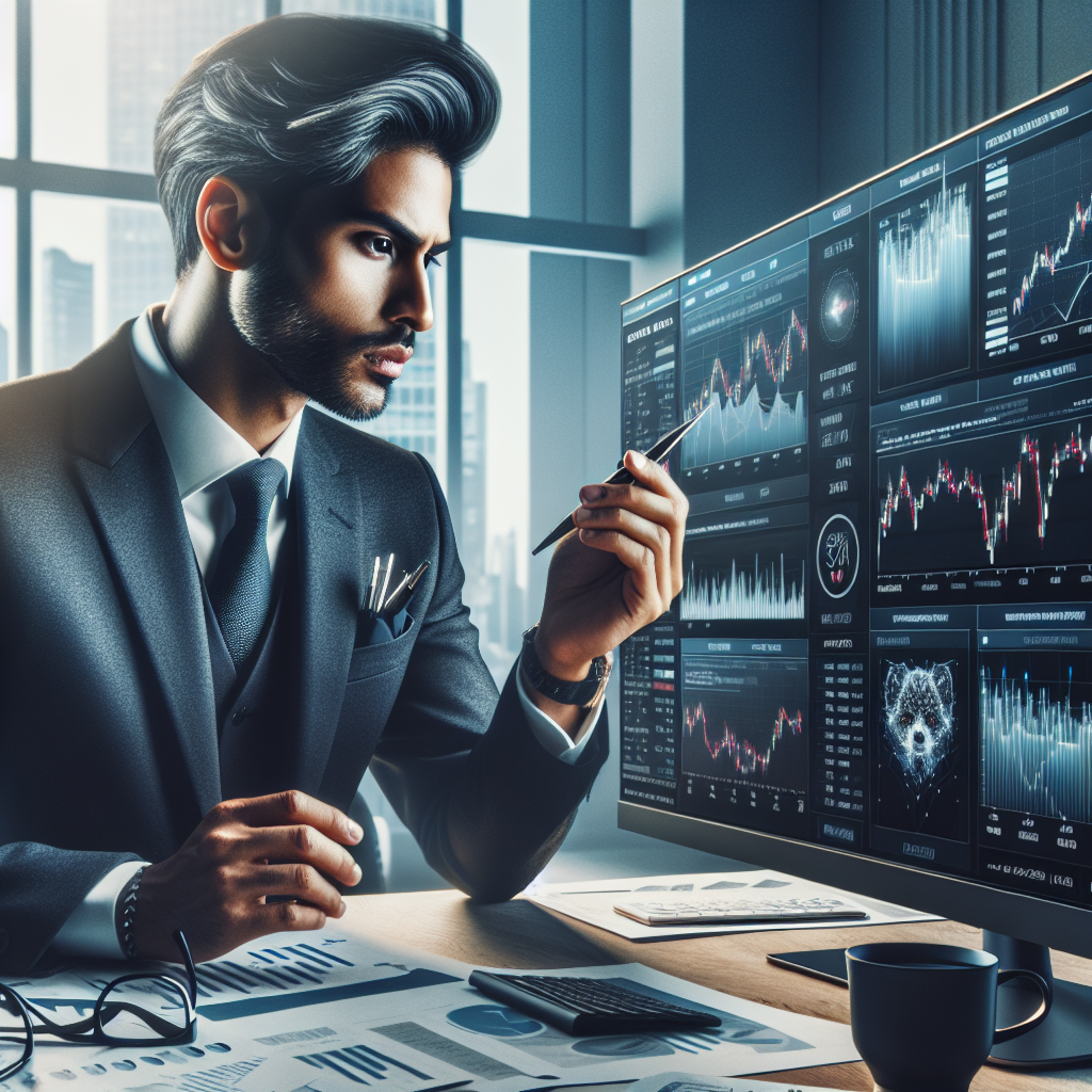 A professional financial advisor reviewing bonds and investment strategies on a modern digital interface.